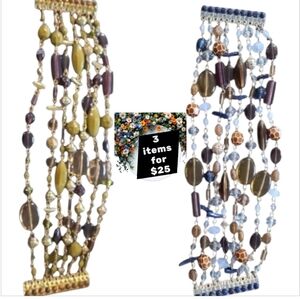 Bohemian Boho Beaded Rhinestone 8” Magnetic Closure Bracelet 7.75"